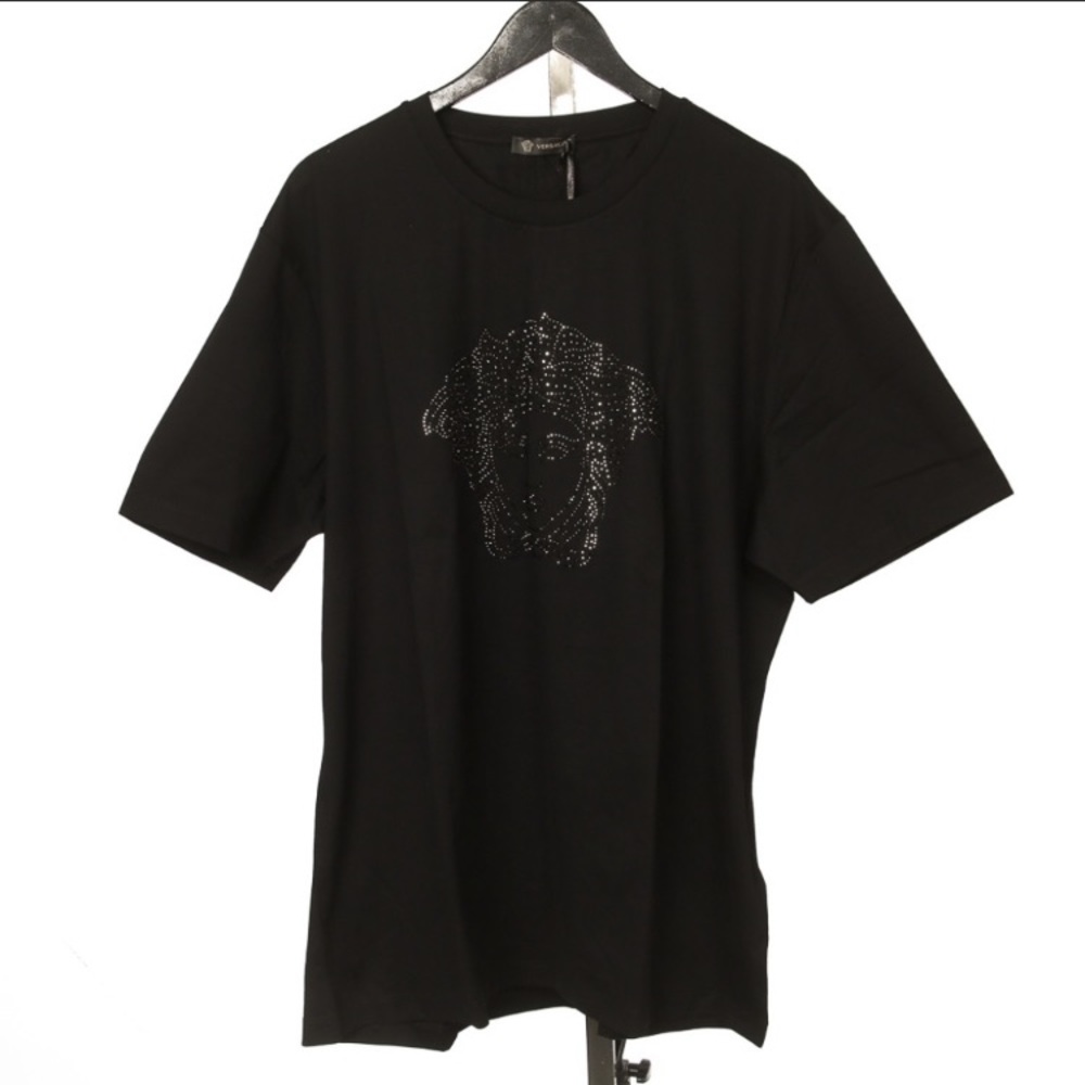 NWT Versace Black T Shirt w/ Rhinestone Medusa 6XL